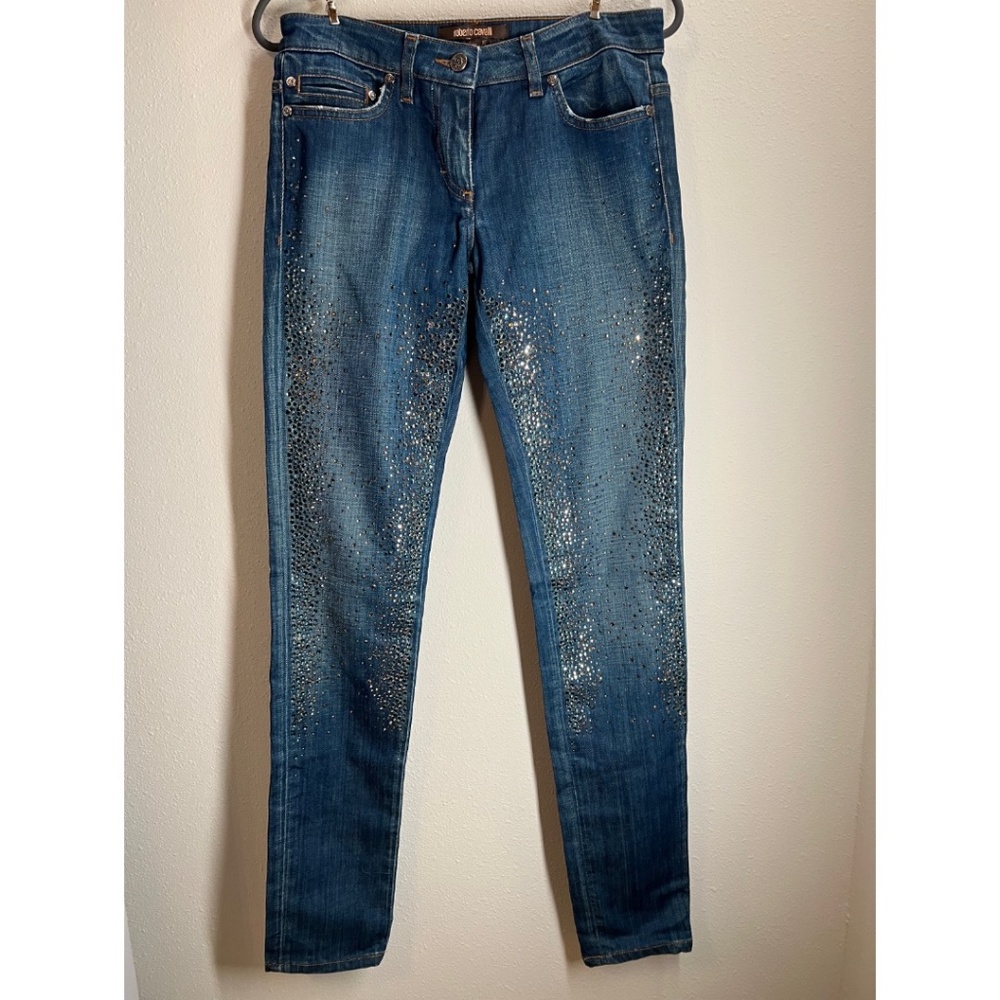 Roberto Cavalli Rhinestone Skinny Blue Jeans Sz 40 (US sz 4) - Practically New!